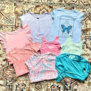 Girls Bundle Tops Colorful Assorted Shirts Summer Spring Preowned Sizes 10/14